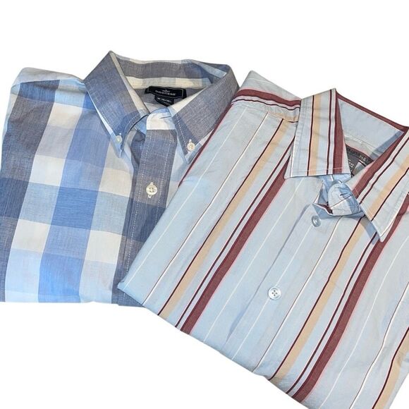 Set‎ of 2 H&M & Dockers Mens Short Sleeve Button Down Shirt Multicolor Medium - Picture 1 of 5